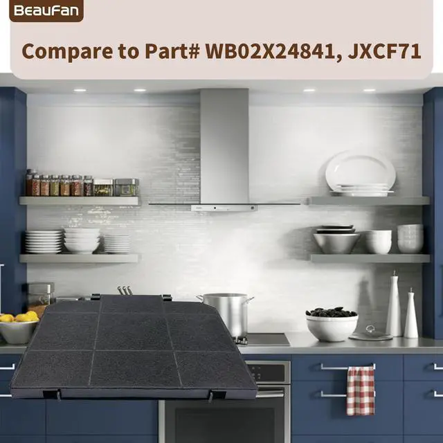 Alt view image 3 of 6 - 2 Pack Charcoal Filters Replacement for GE JXCF71 Range Hood Models PVW7301SJ1SS, PVW7361EJ1ES, PVW7361SJ1SS, CVW73012M1SS, CVW73013M1DS, CVW73014M1WM, CVW73612M1SS, CVW73613M1DS, CVW73614M1WM