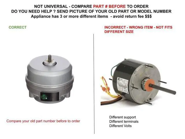 Alt view image 4 of 7 - WR60X187 CKD60X187X Compatible with GE, Hotpoint, Kenmore Refrigerator Condenser Fan Motor fits Old Number WR60X187