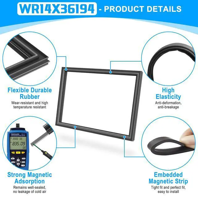 Alt view image 4 of 7 - UPGRADED WR14X36194 Freezer Door Gasket Compatible with GE Freezer Door Gasket WR14X10376 GE Freezer Seal Replacement Refrigerator Door Gasket For Ge Refrigerator Door Seal WR14X10370 WR14X31558 Black