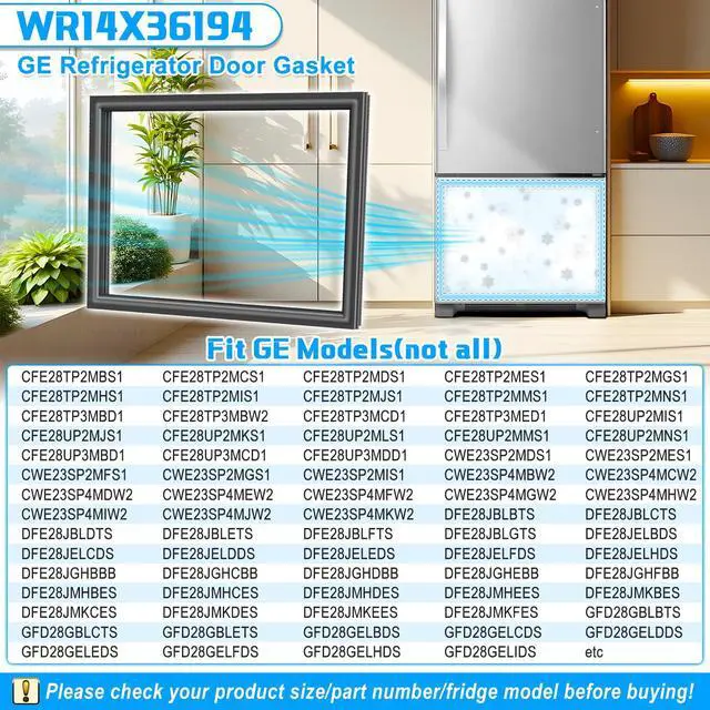 Alt view image 3 of 7 - UPGRADED WR14X36194 Freezer Door Gasket Compatible with GE Freezer Door Gasket WR14X10376 GE Freezer Seal Replacement Refrigerator Door Gasket For Ge Refrigerator Door Seal WR14X10370 WR14X31558 Black