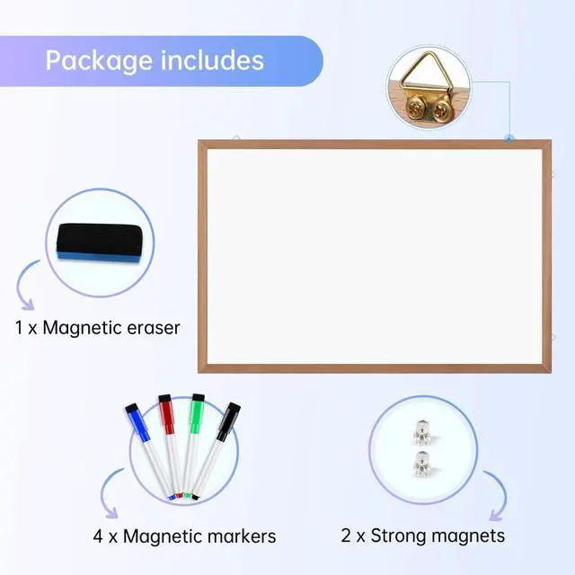 Alt view image 3 of 7 - M Magnetic Whiteboard for Wall 36x24 Inches, Dry Erase White Board with Natural Wood Frame for Home, Office, School