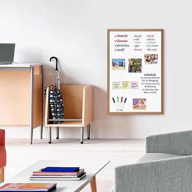 Alt view image 6 of 7 - M Magnetic Whiteboard for Wall 36x24 Inches, Dry Erase White Board with Natural Wood Frame for Home, Office, School