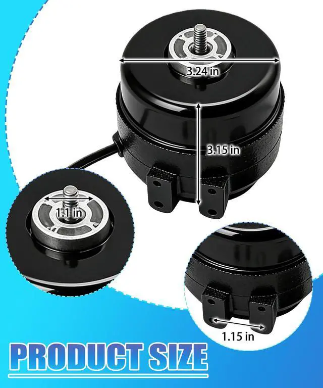 Alt view image 3 of 6 - 800448 830037 Evaporator Fan Motor Fits for TR/UR Refrigerator | Condenser Fan Motor 115 Volts 9 Watts 1550 RPM