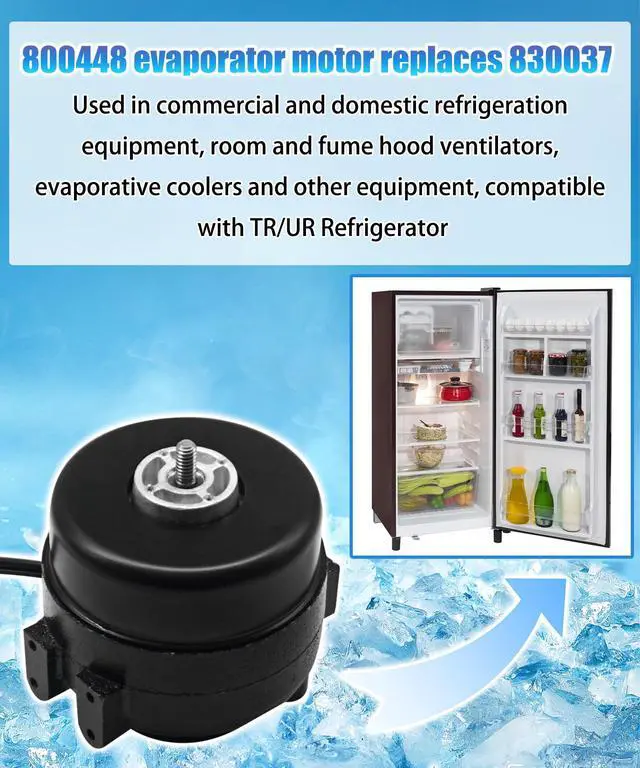Alt view image 4 of 6 - 800448 830037 Evaporator Fan Motor Fits for TR/UR Refrigerator | Condenser Fan Motor 115 Volts 9 Watts 1550 RPM
