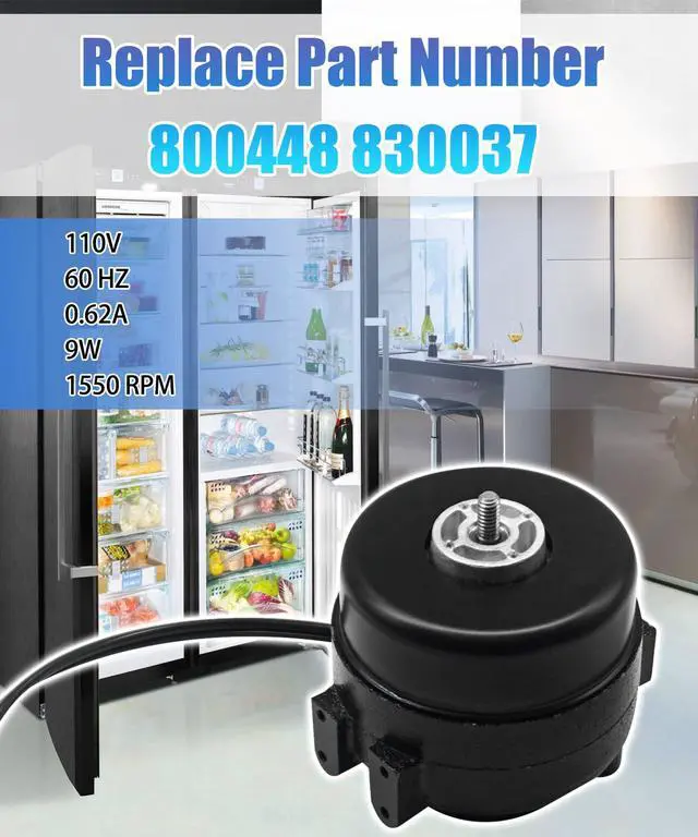 Alt view image 5 of 6 - 800448 830037 Evaporator Fan Motor Fits for TR/UR Refrigerator | Condenser Fan Motor 115 Volts 9 Watts 1550 RPM
