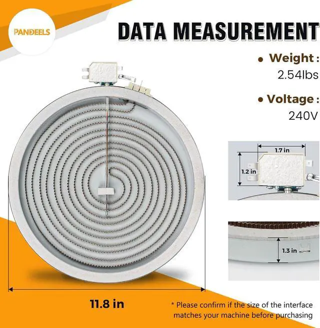 Alt view image 4 of 7 - WB30T10146 Top Burner Element Electric Range Dual Surface by | 12" Radiant Heating,Compatible with GE Stove Parts Replace 1556233, AP4484423, PS2370249, EAP2370249