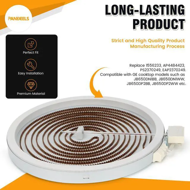 Alt view image 6 of 7 - WB30T10146 Top Burner Element Electric Range Dual Surface by | 12" Radiant Heating,Compatible with GE Stove Parts Replace 1556233, AP4484423, PS2370249, EAP2370249