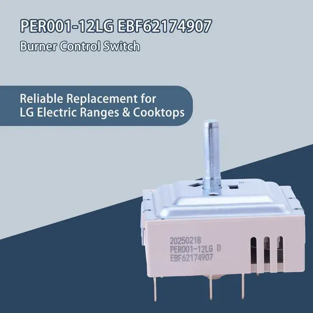 Alt view image 2 of 6 - PER001-12LG D EBF62174907 Surface Element Control Switch, Replacement Burner Infinite Switch for LG Electric Range, Compatible with EBF62174902 EBF62174904