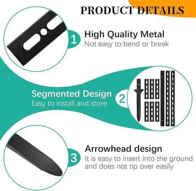 Alt view image 4 of 7 - 2 Pack 6 Ft Heavy Duty Metal Yard Sign Stake, Aluminum Adjustable Sign Post with Base, Fits 7 to 18 Inch Signs for Garden Lawn Road Parking Ground, Rust Resistant & Modern Design (Black)