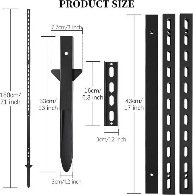 Alt view image 2 of 7 - 2 Pack 6 Ft Heavy Duty Metal Yard Sign Stake, Aluminum Adjustable Sign Post with Base, Fits 7 to 18 Inch Signs for Garden Lawn Road Parking Ground, Rust Resistant & Modern Design (Black)
