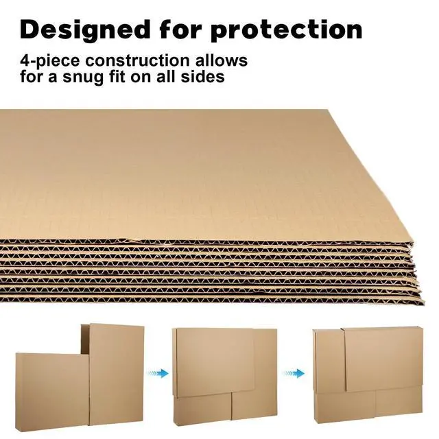 Alt view image 3 of 7 - 2 Sets TV Moving Box Adjustable Up to 62" TVPicture/Paint/Mirror moving Boxes for Protecting Screen,Cardboard, nclude 2 Large Case Flat Screen TV Cover, Adjustable up to 40-in x 60-in x 4-in