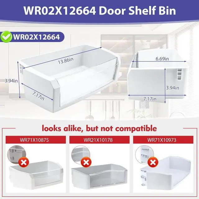 Alt view image 2 of 7 - WR02X12664 Door Shelf Bin Compatible With ge Refrigerator(some models,not all): PFSF6PKXABB, PFSF6PKXCBB, PFSF6PKXBB, Asm Guard Ref 1467815 Replacement PS2322799, DA63-03828A, WR02X13335, AP4344619