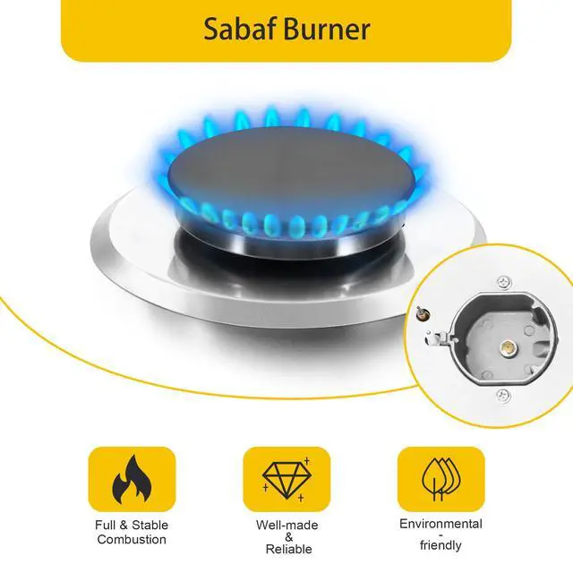 Alt view image 2 of 7 - 2 Burner Propane Gas Cooktop, 12" Inch LPG/NG Dual Fuel Built-in Gas Stove Top, Stainless Steel Electronic Ignition Gas Hob for Apartment, Outdoor, RVs