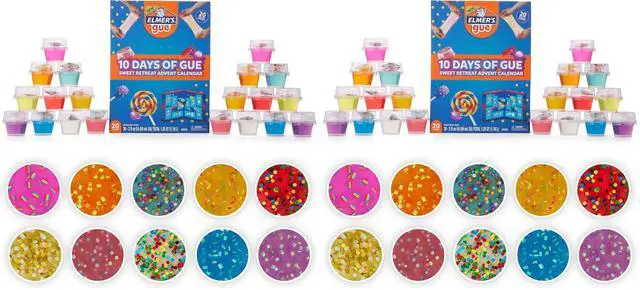 Main image of 10 Days of GUE Pre-Made Slime Variety Pack, Sweet Retreat Countdown Calendar, Includes 20 Jars ofSlime and Unique Mix-ins, Assorted (Pack of 2)