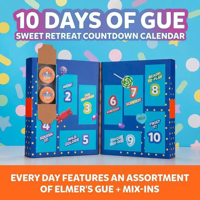 Alt view image 3 of 7 - 10 Days of GUE Pre-Made Slime Variety Pack, Sweet Retreat Countdown Calendar, Includes 20 Jars ofSlime and Unique Mix-ins, Assorted (Pack of 2)