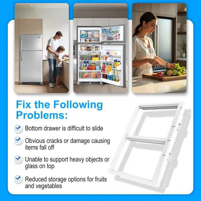 Alt view image 7 of 7 - UPGRADED 240364701 Refrigerator Crisper Drawer Cover Frame Compatible with Frigidaire Crisper Drawer Replacement 242201802 Crisper Pan Cover Unit 240364723 242201801 Fridge Crisper Shelf Cover