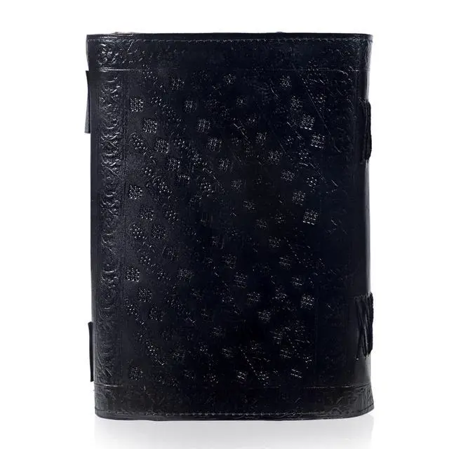 Alt view image 3 of 7 - 1000-Page Large Pentagram Embossed Book of Shadows | Vintage Wiccan Grimoire with Aged Deckle Edge Leather journal | Lockable Spellbook, Witchcraft Notebook, Gothic Diary (7x10 Inches)