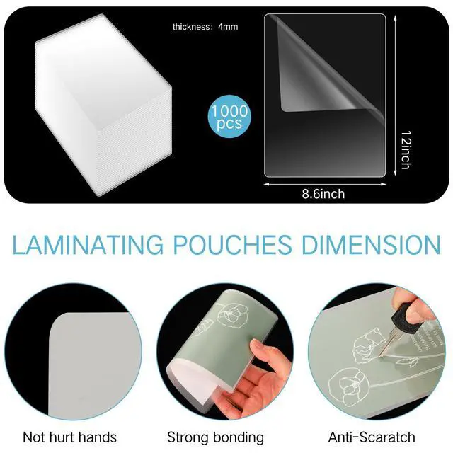 Alt view image 3 of 7 - 1000 Pcs Laminating Sheets Bulk 8.6 x 12 Inch Clear Lamination Sheets 4 Mil Lamination Pouches Thermal Lamination Paper Hold Sheet Clear Letter Size Sheets Home Office Supplies