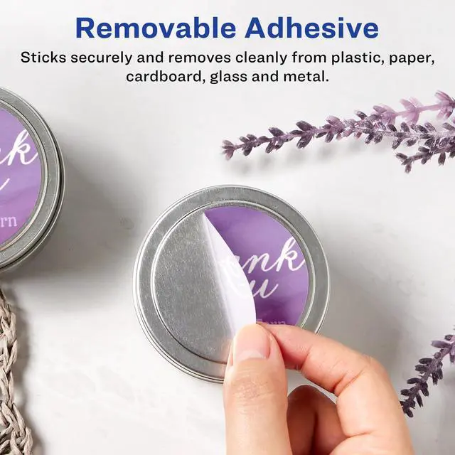 Alt view image 2 of 7 - ® Matte White Removable Round Labels, Sure Feed® Technology, Print-to-The-Edge, 2" Diameter, 1,200 Removable Labels, Laser/Inkjet Printable