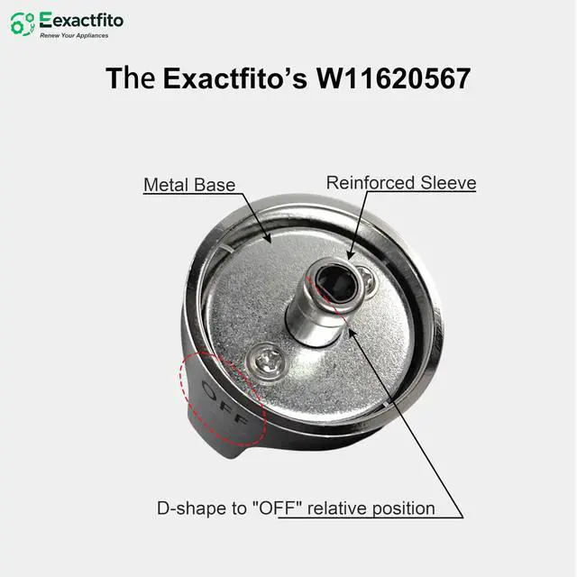 Alt view image 2 of 6 - 5 pcs Whirlpool Stove Knob Replacement W11620567 |, Stainless Steel, Reinforced D-Shape and sleeve, Replaces W11510456