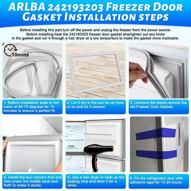 Alt view image 5 of 7 - Upgraded 28.74"x17.91" 242193203 Refrigerator Freezer Door Gasket.Replacement Part Compatible with Frigidaire Kenmore and Crosley 3513462 AP5806624 PS9492371 EAP9492371 Freezer Door Seal Gray