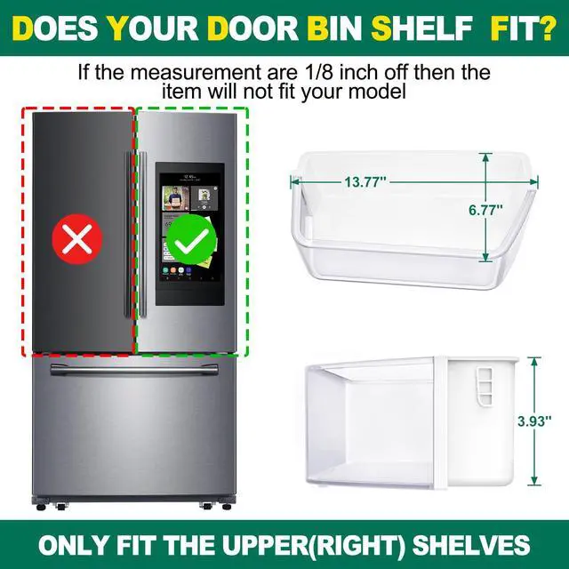 Alt view image 2 of 7 - (2 PACK) UPGRADED DA97-17255A Refrigerator Door Shelf Bin Replacement Compatible with Samsung Refrigerator Door Shelf Right Replacement Parts RF265BEAESG, RF265BEAESR, PS12591479 Door Shelves