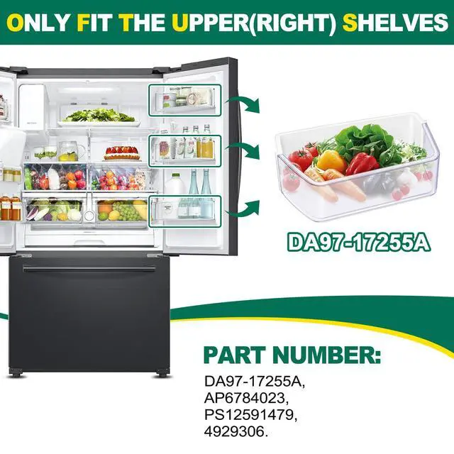 Alt view image 4 of 7 - (2 PACK) UPGRADED DA97-17255A Refrigerator Door Shelf Bin Replacement Compatible with Samsung Refrigerator Door Shelf Right Replacement Parts RF265BEAESG, RF265BEAESR, PS12591479 Door Shelves