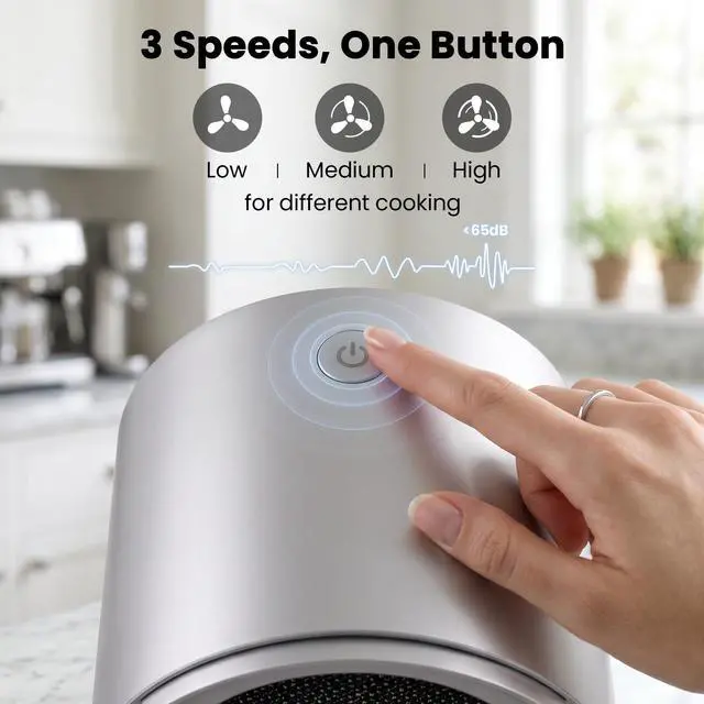 Alt view image 5 of 7 - Portable Range Hood, 3-Speed Countertop Kitchen Exhaust Fan | AC adapter or external USB-C DC 12V/2A power; multi-stage filters; for apartments, dorms, RVs, hot pot and indoor BBQ