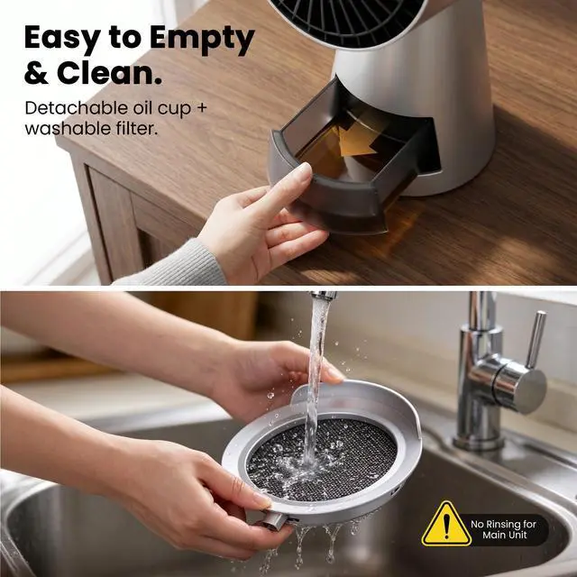 Alt view image 7 of 7 - Portable Range Hood, 3-Speed Countertop Kitchen Exhaust Fan | AC adapter or external USB-C DC 12V/2A power; multi-stage filters; for apartments, dorms, RVs, hot pot and indoor BBQ