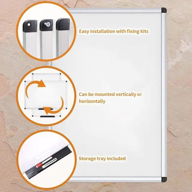 Alt view image 4 of 7 - Dry Erase Board, 36 x 24 Inches, 2 Pack, Wall Mounted Whiteboard | 3' x 2', Aluminum Frame, with Marker Tray, for School Office and Home