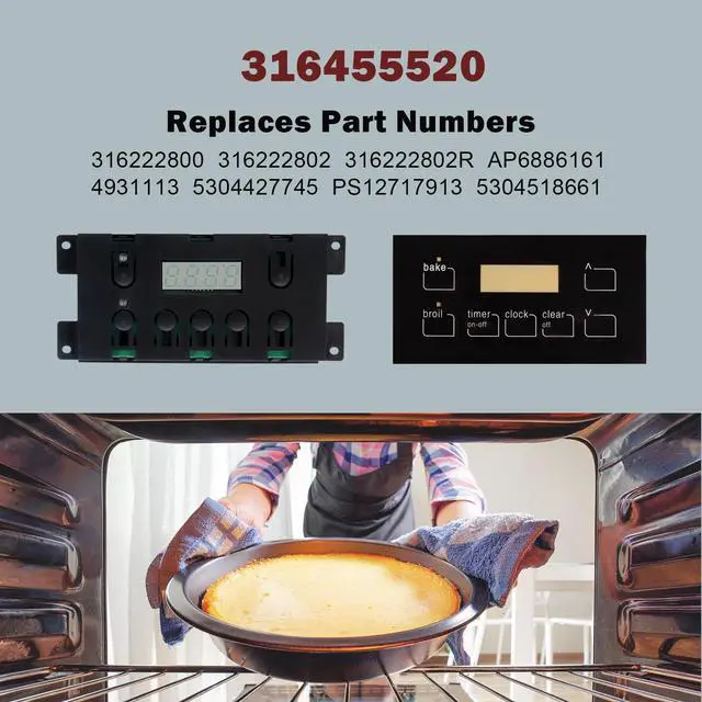 Alt view image 2 of 5 - 316455520 Gas Range Control Board Clock(Include Overlay), Range Oven Control Board Compatible with Frigidaire 7 Button Control Board Clock