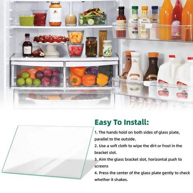 Alt view image 4 of 7 - Upgraded MHL61952333 Refrigerator Glass Shelf Replacement Compatible with LG Refrigerator Shelf Replacement Parts Insert Crisper Glass, Replaces MHL61952323 Tempered Glass Crisper Drawer Cover