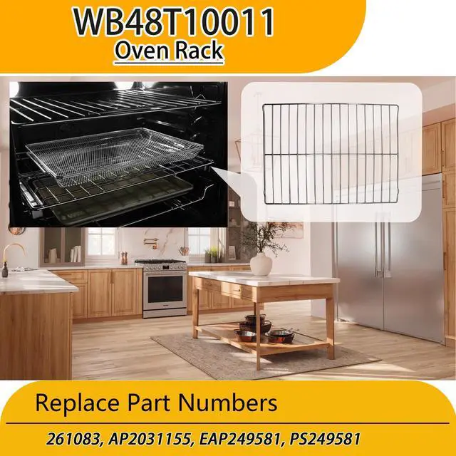 Alt view image 5 of 6 - WB48T10011 Oven Rack for Range GE, Ken-More Oven 261083, AP2031155, EAP249581, PS249581, 24" x 17.7", 2 pk