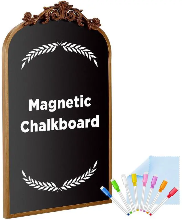 Main image of Arch Chalkboard 19 x 31 Inch Magnetic Gold Framed Vintage Chalkboard Wall Wedding Seating Chart Board with 8 Liquid Chalk Markers and Wipe Cloth for Home Kitchen Bar