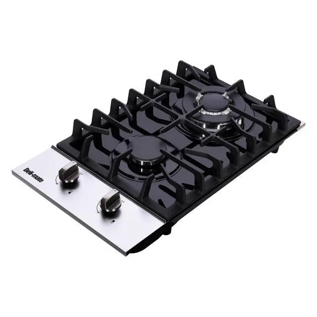 Alt view image 3 of 7 - 12 Inch Gas Cooktop, Built-in 2 Burners Stainless Steel Gas Stovetop LPG/NG Convertible Gas Stove Top Dual Fuel Gas Hob DM2188-01
