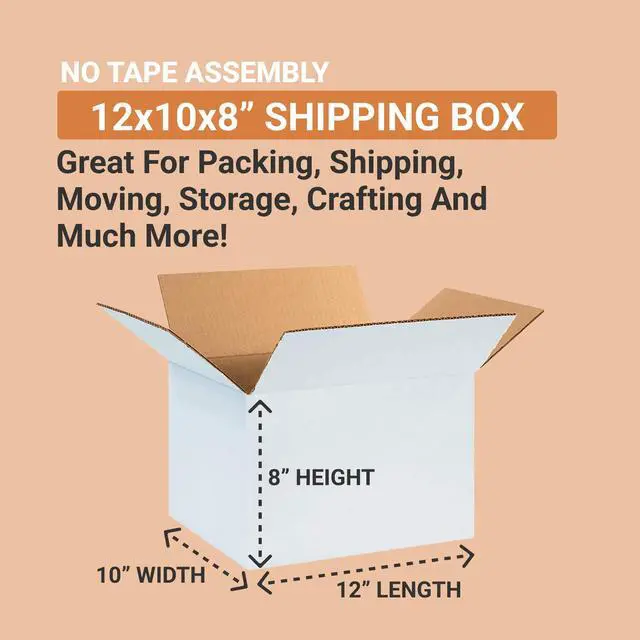 Alt view image 2 of 6 - AVIDITI White Shipping Boxes 12"L x 10"W x 8"H (25 Pack) Small Medium Mailing Box for Small Business Packaging, Mailers, Gifts & Storage