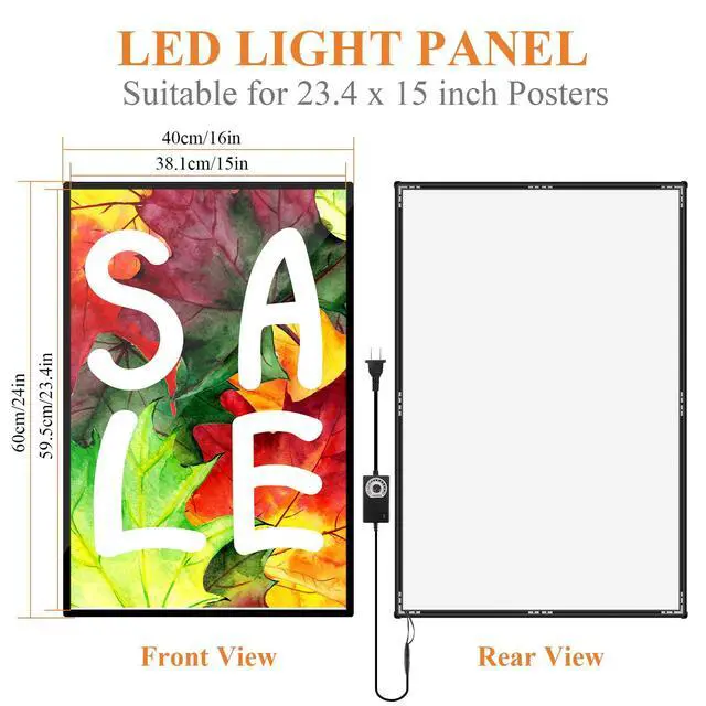 Alt view image 2 of 7 - LED Poster Frame 16" x 24" with Dimmer, Dual Orientation Horizontal/Vertical Mount, Edge-Lit Backlight - Fits 15 "x 23.4" Posters - Home Theater, Office, Retail Commercial & Residential Signage