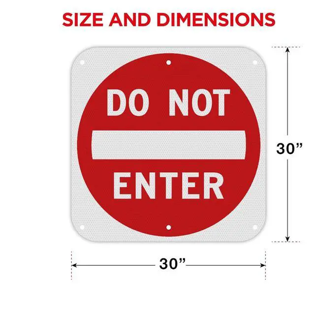 Alt view image 2 of 7 - 2 Pack Large 30x30 Do Not Enter Sign for Outdoor, Metal Reflective | R5-1, MUTCD Compliant, 80 Mil Aluminum, Rust-Free, Weatherproof