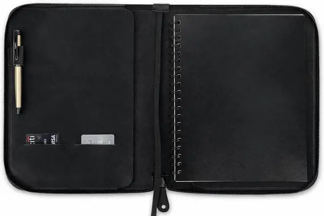 Alt view image 7 of 7 - Leather Journal Cover, Zippered, 8.5 x 11 in., Black | Full Grain Leather, Refillable, Fits Spiral & Cahier XXL Notebooks, Handmade, Zipper Closure, Pen Holder