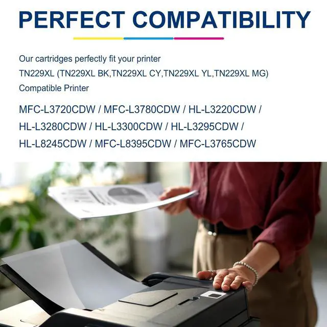 Alt view image 2 of 6 - TN229 TN229XL 229XL Toner Cartridges 4 Pack MFC-L3720CDW MFC-L3780CDW | Compatible for Brother HL-L3280CDW HL-L3220CDW HL-L3300CDW HL-L3295CDW MFC-L8395CDW MFC L3780CDW Printer