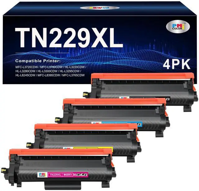 Main image of TN229 TN229XL 229XL Toner Cartridges 4 Pack MFC-L3720CDW MFC-L3780CDW | Compatible for Brother HL-L3280CDW HL-L3220CDW HL-L3300CDW HL-L3295CDW MFC-L8395CDW MFC L3780CDW Printer