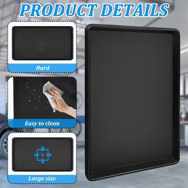 Alt view image 3 of 7 - 6 Pcs Extra Large Auto Oil Drip Pan with 3 Pairs of Gloves- 35.4 x 24 x1.6 Inches Oil Drip Tray for Under Car Plastic Oil Tray,Oil Catch Pan Replacement Tray, Keep Garage Floor Driveway Safe and Clean