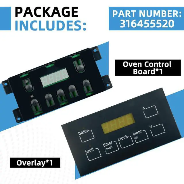 Alt view image 3 of 6 - 316455520 Oven Range Stove Clock Control Board Replacement Compatible with Electrolux Frigidaire Kenmore Replaces 5304518661 316455410