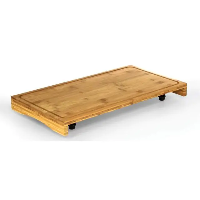 Main image of Bamboo Stove Top Work Surface with Adjustable Legs & Built in Juice Groove - Covers Stove Top to Create Additional Kitchen Workspace - 2 Burner (43547)
