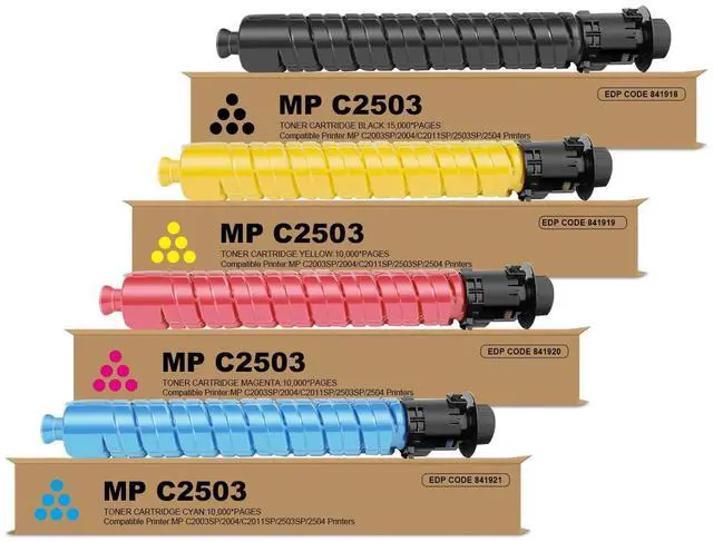 Main image of High Yield MP C2503 Toner Cartridges Compatible with Ricoh MP C2503 Printer | Replacement Toner Set 841918 841919 841920 841921, Bk C M Y, Works with MP C2003 MP C2004 MP C2503 MP C2504 Printers