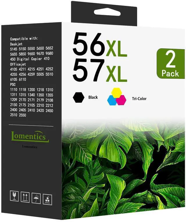 Main image of 56XL 57XL Ink Cartridges Combo Pack (2-Pack, Black/Tri-Color) Replacement for HP 56 XL 57 XL Ink Cartridge Deskjet 5550 5650 5150 Photosmart 7350 7260 7450 7550 7760 PSC 2210 Printer