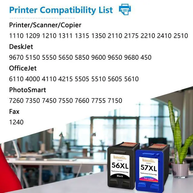 Alt view image 2 of 6 - 56XL 57XL Ink Cartridges Combo Pack (2-Pack, Black/Tri-Color) Replacement for HP 56 XL 57 XL Ink Cartridge Deskjet 5550 5650 5150 Photosmart 7350 7260 7450 7550 7760 PSC 2210 Printer