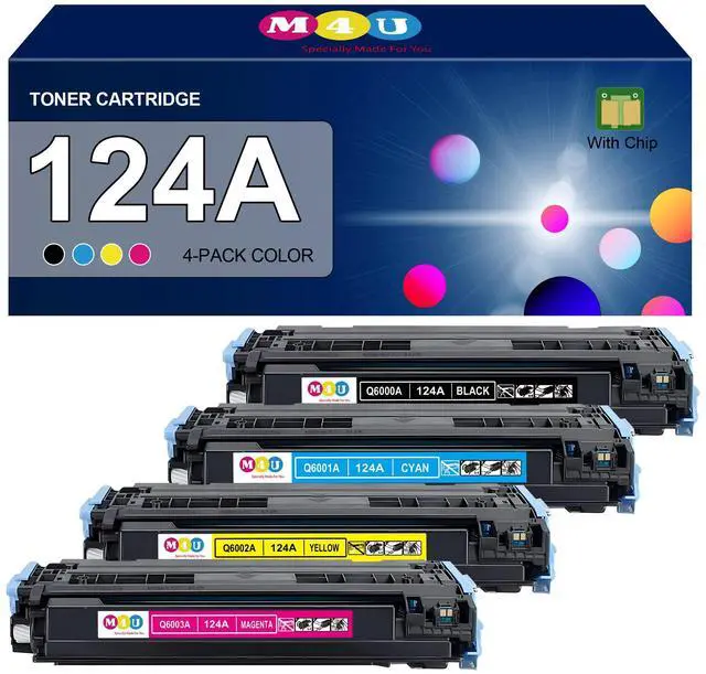 Main image of 124A Toner Cartridges Remanufactured 4 Pack | Compatible for Q6000A Q6001A Q6002A Q6003A, for Color 2600n 1600 2605 1015 1017 Series Printer(Black Cyan Magenta Yellow)