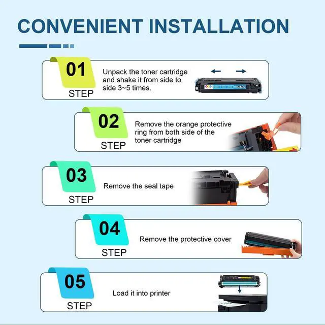 Alt view image 5 of 7 - 124A Toner Cartridges Remanufactured 4 Pack | Compatible for Q6000A Q6001A Q6002A Q6003A, for Color 2600n 1600 2605 1015 1017 Series Printer(Black Cyan Magenta Yellow)