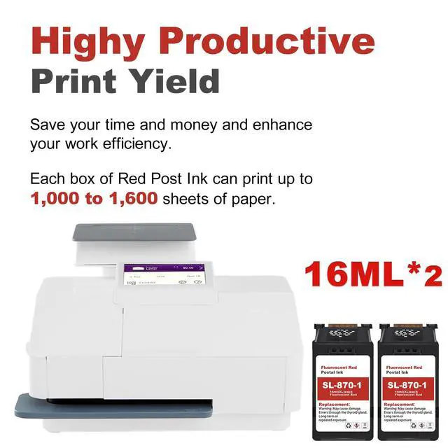 Alt view image 3 of 7 - SL-870-1 Red Ink Cartridge High Capacity 2-Pack (16ML)XL Sl-870-1 Postage Ink Compatible for Pitney Bowes SendPro Mailstation Postage Machines (CSD1)Easy To Operate, Stable And Reliable Performance